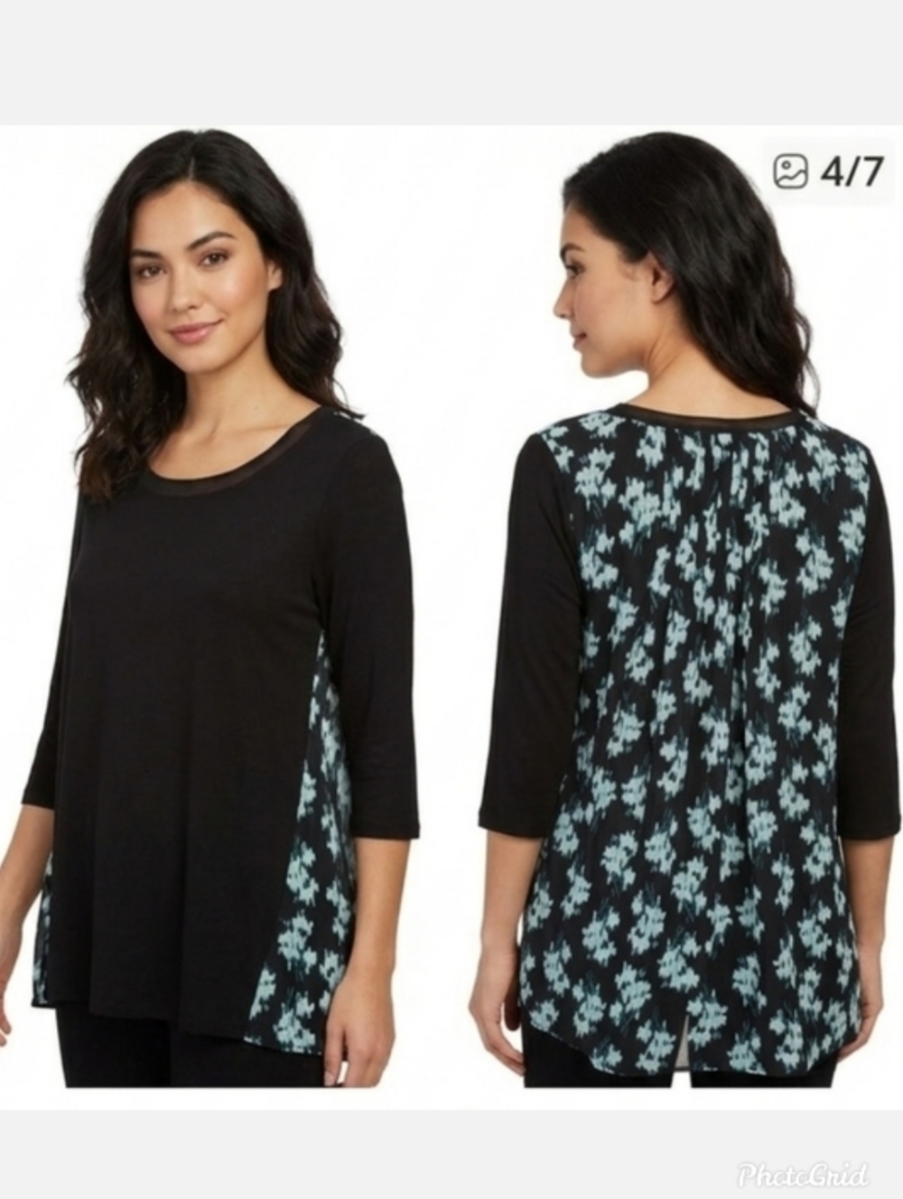 Flowy three-quarter sleeve floral top Women's size large NWT